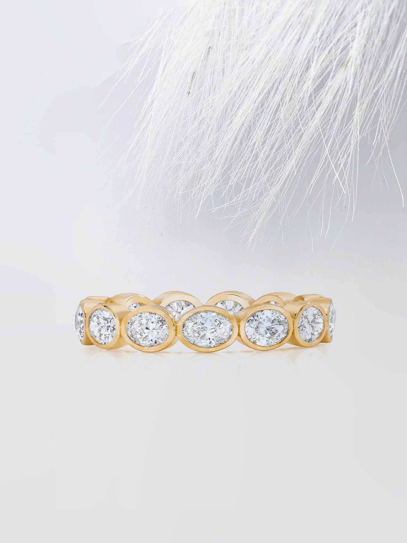 Oval Cut Bezel Diamond Wedding Band For Women