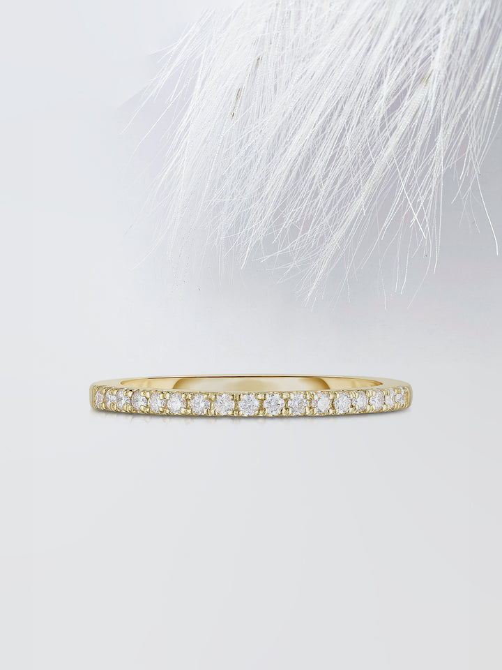Round Cut Half Eternity Diamond Wedding Band, Anniversary Gift For Her