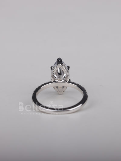 1.0CT Marquise Cut Pave Setting Moissanite Engagement Ring