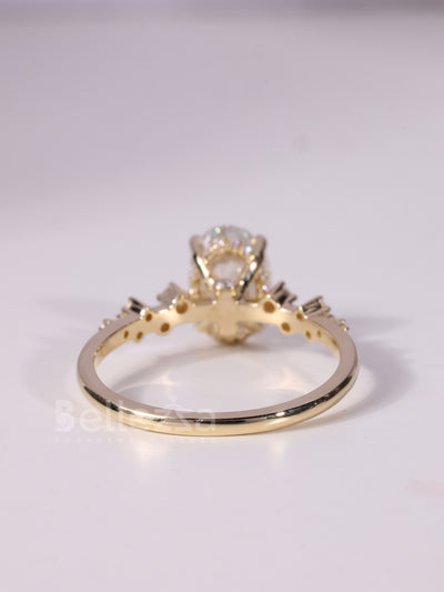 1.50CT-2.50CT Oval Cut Diamond Cluster Moissanite Engagement Ring