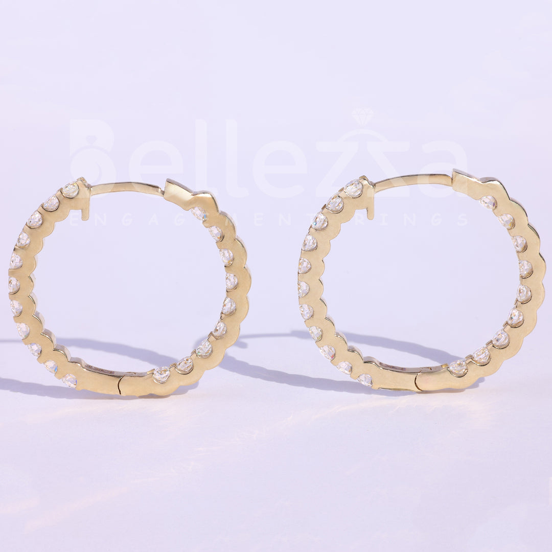 2.40TCW Round Diamond Moissanite Hoop Earrings - Ready To Ship