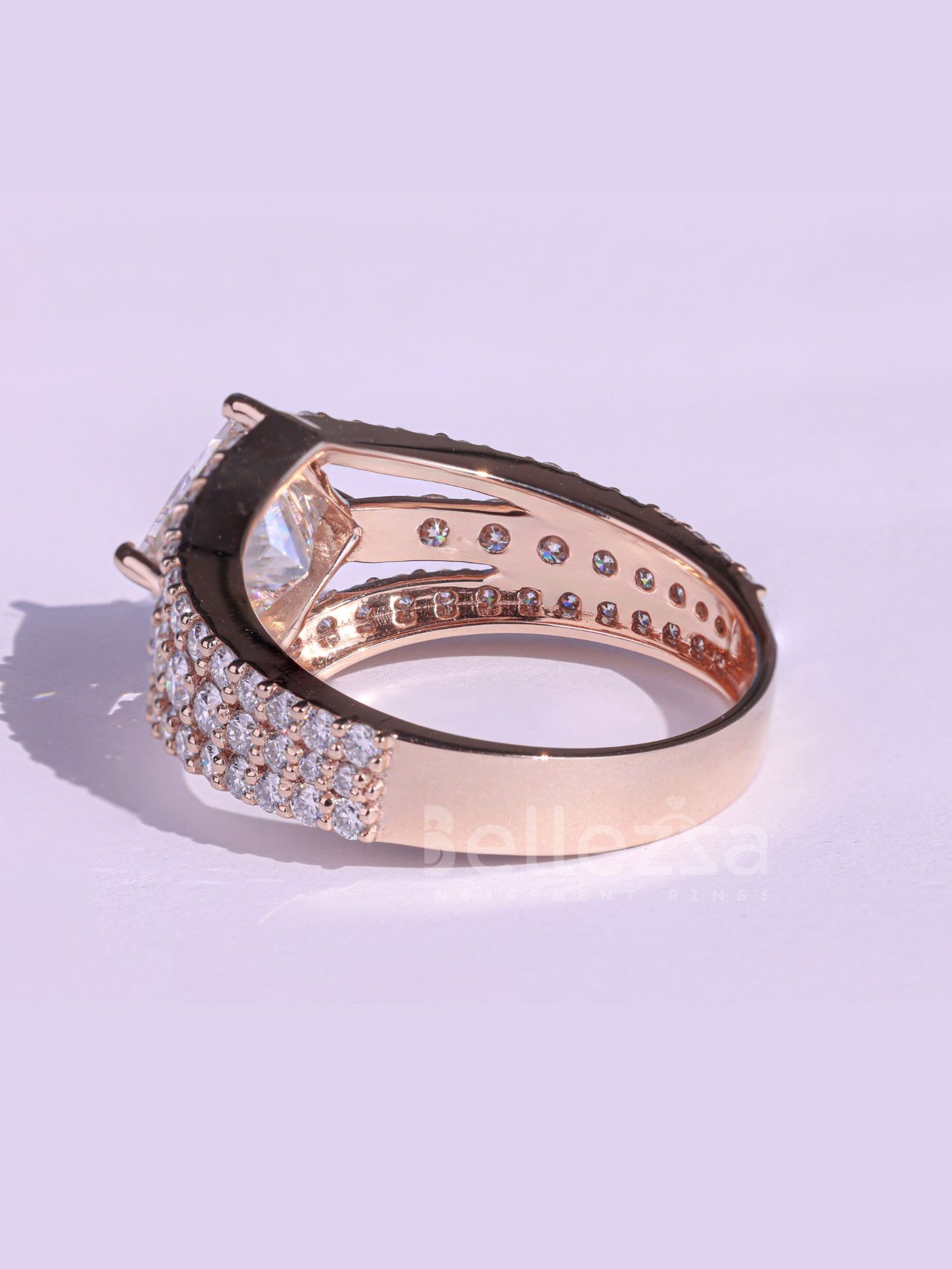 1.0CT Princess Cut Cluster Diamond Moissanite Engagement Ring