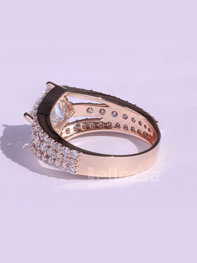 1.0CT Princess Cut Cluster Diamond Moissanite Engagement Ring