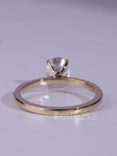 1.0CT Oval Cut Pave Setting MOissanite Engagement Ring