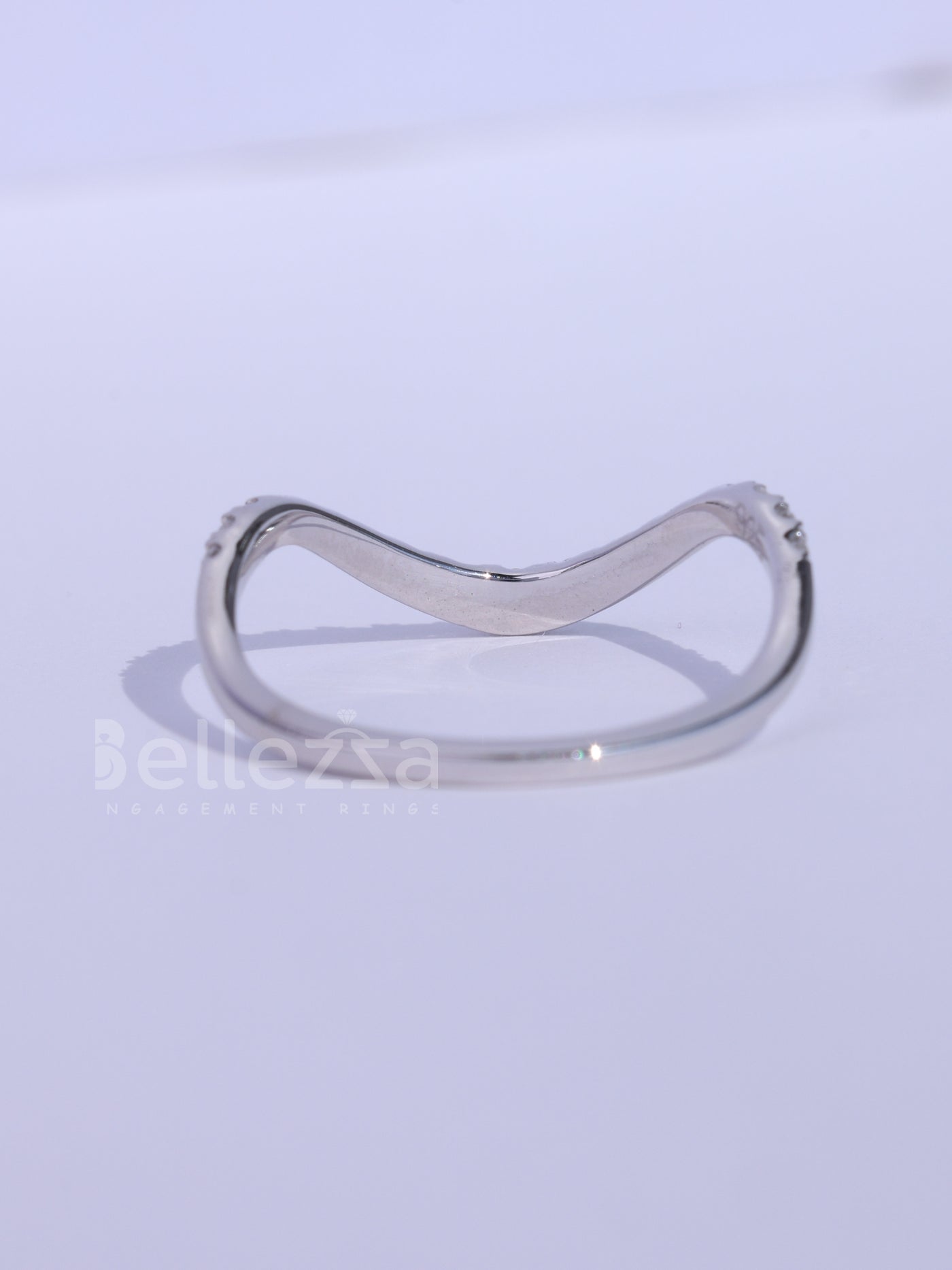 Round Cut Half Eternity Curved Moissanite Wedding Band