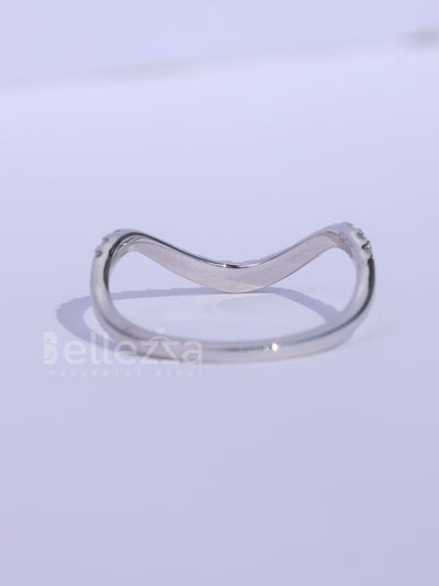 Round Cut Half Eternity Curved Moissanite Wedding Band