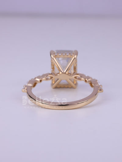 2.0CT Emerald Cut Pave Setting Unique Engagement Ring