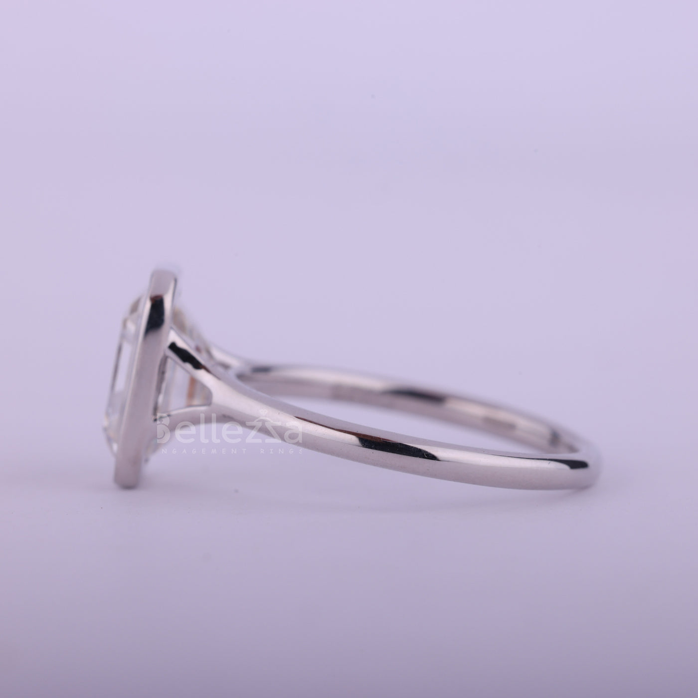 1.50CT Emerald Cut Bezel Setting Moissanite Engagement Ring