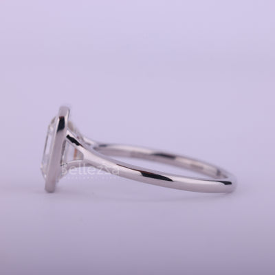 1.50CT Emerald Cut Bezel Setting Moissanite Engagement Ring
