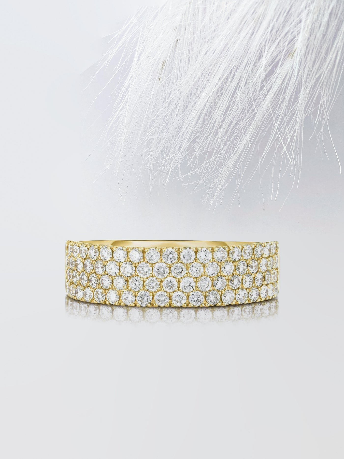 Round Cut Four Row Stackable Pave Diamond Wedding Band For Women