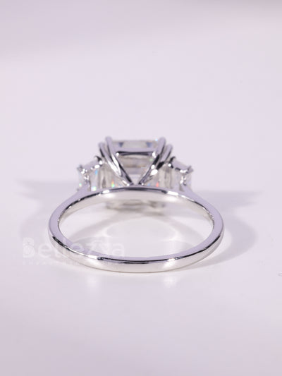 2.0CT-4.0CT Asscher Cut Three Stone Moissanite Engagement Ring