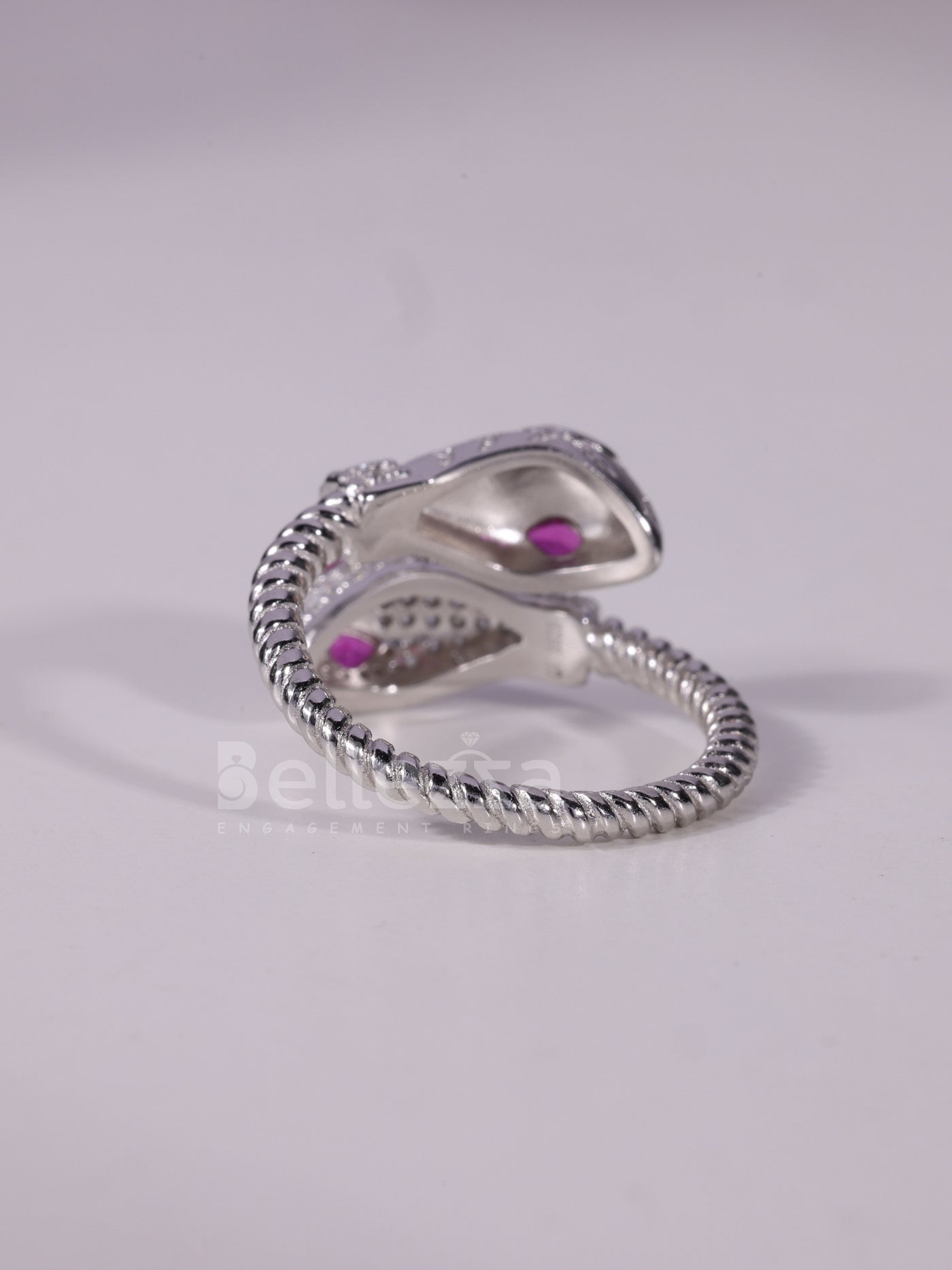 0.40TCW Pink Pear Cut Diamond Snake Style Unique Spiral Ring