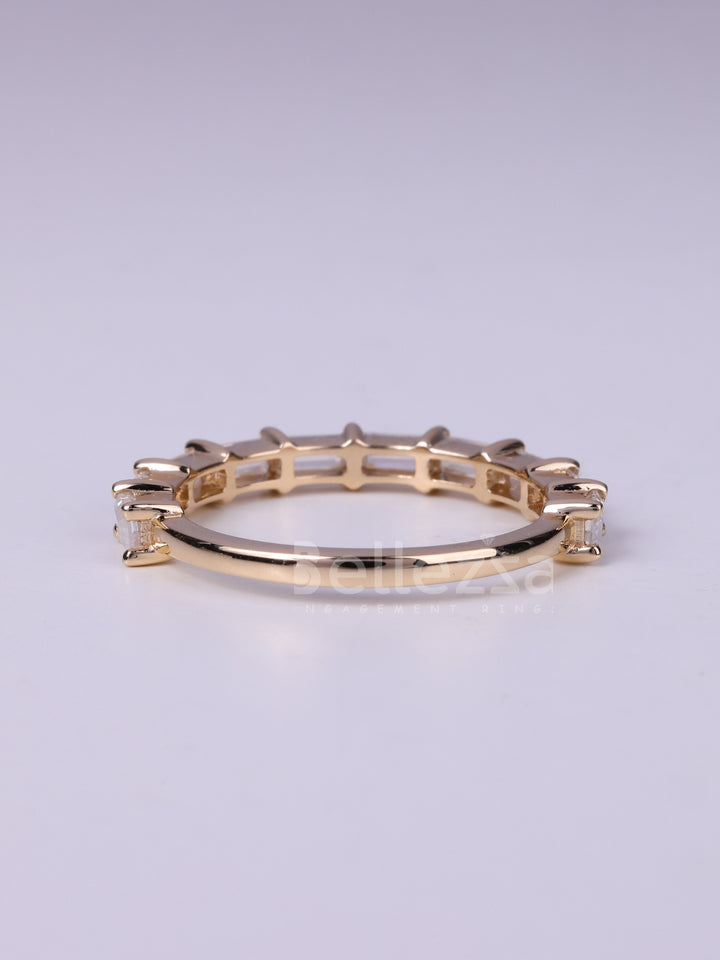 East West Baguette Cut Half Eternity Wedding Band For Her