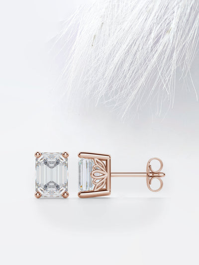 1.0CT Emerald Cut Stud Moissanite Diamond Earrings For Women