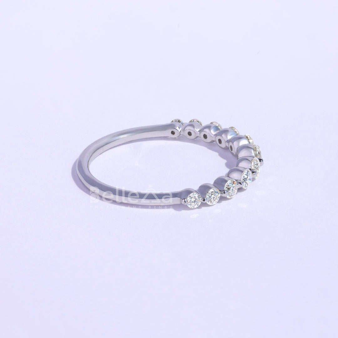 Round Cut Half Eternity Moissanite Wedding Band - Ready To Ship