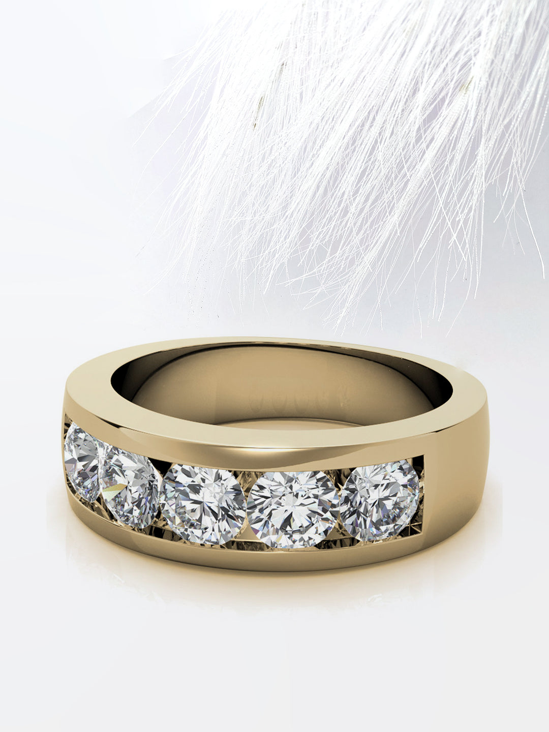 Round Cut Five Stone With Channel Row Moissanite Men's Diamond Wedding Band