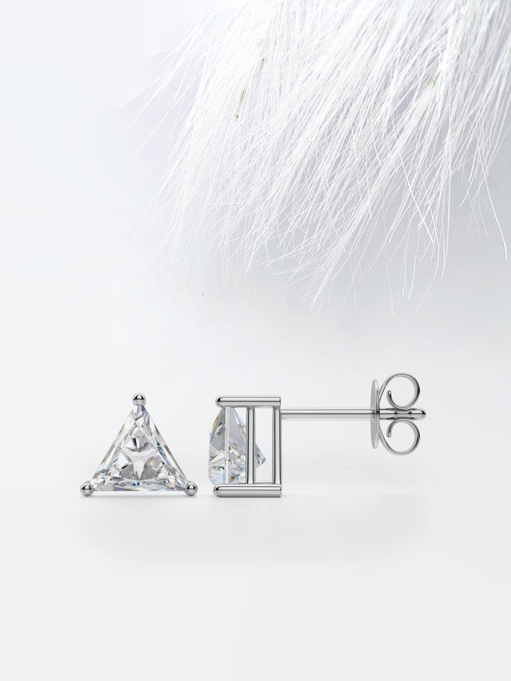 1.0CT Triangle Cut Stud Moissanite Diamond Earrings For Women