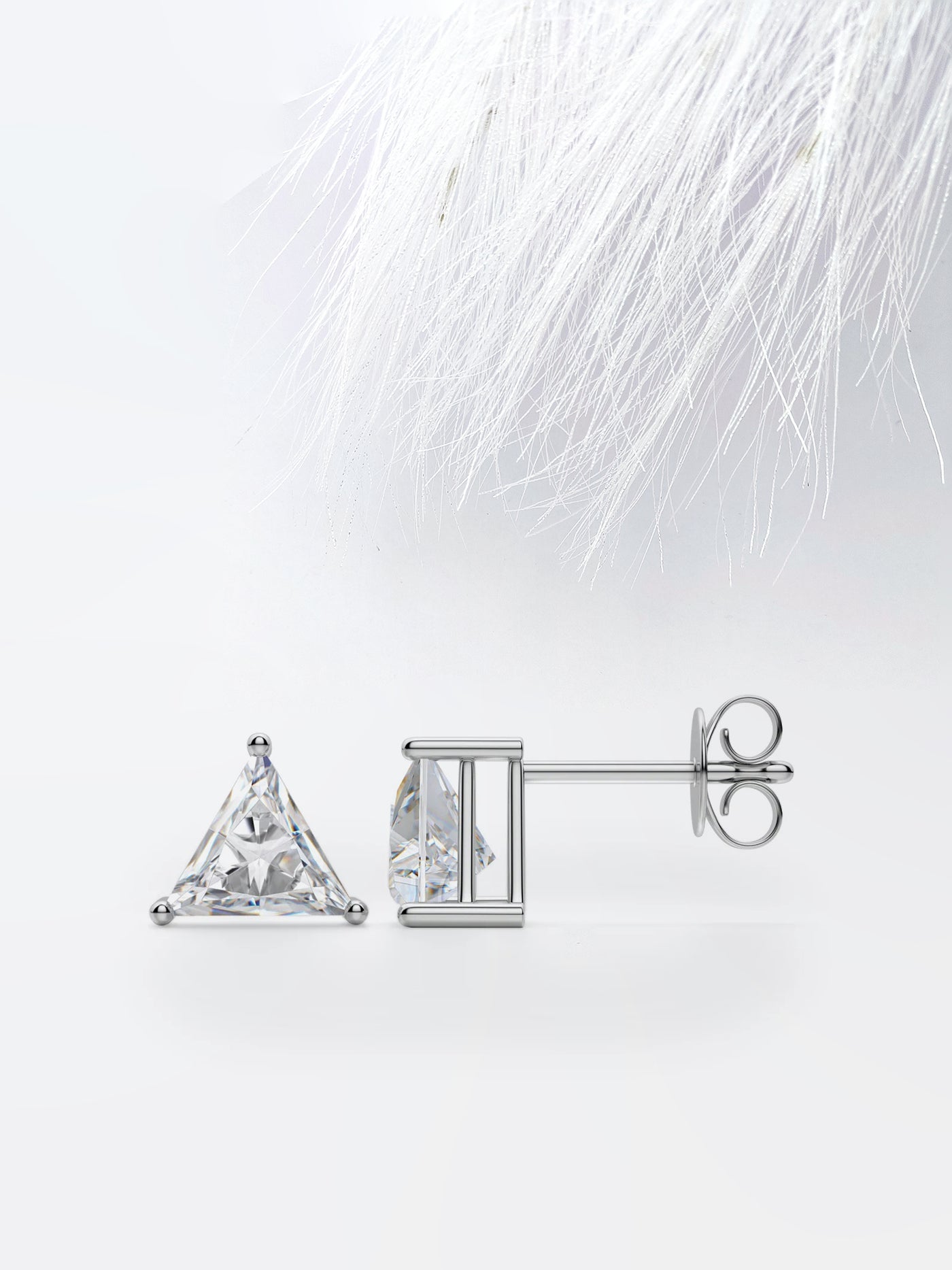 1.0CT Triangle Cut Stud Moissanite Diamond Earrings For Women