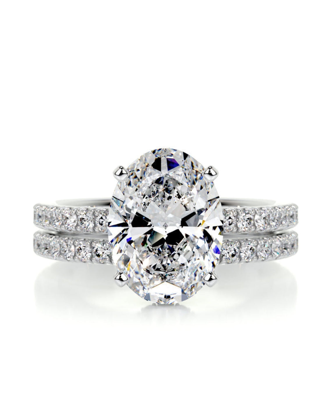 3.0 CT Oval Hidden Halo & Pave F-VS Loose Diamond Bridal Set