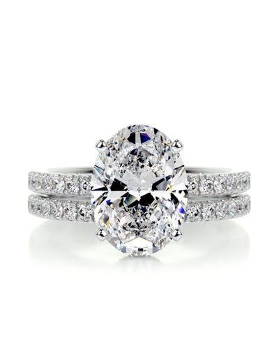 3.0 CT Oval Hidden Halo & Pave F-VS Loose Diamond Bridal Set