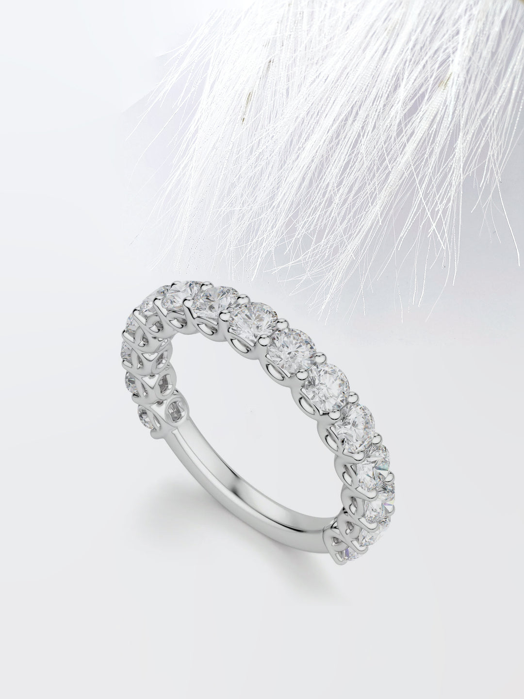 Round Cut Semi Eternity (3\4) Diamond Wedding Band For Women