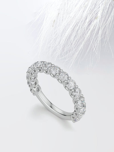 Round Cut Semi Eternity (3\4) Diamond Wedding Band For Women