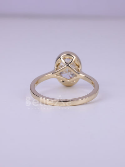 2.0CT Oval Cut Bezel Setting Moissanite Engagement Ring