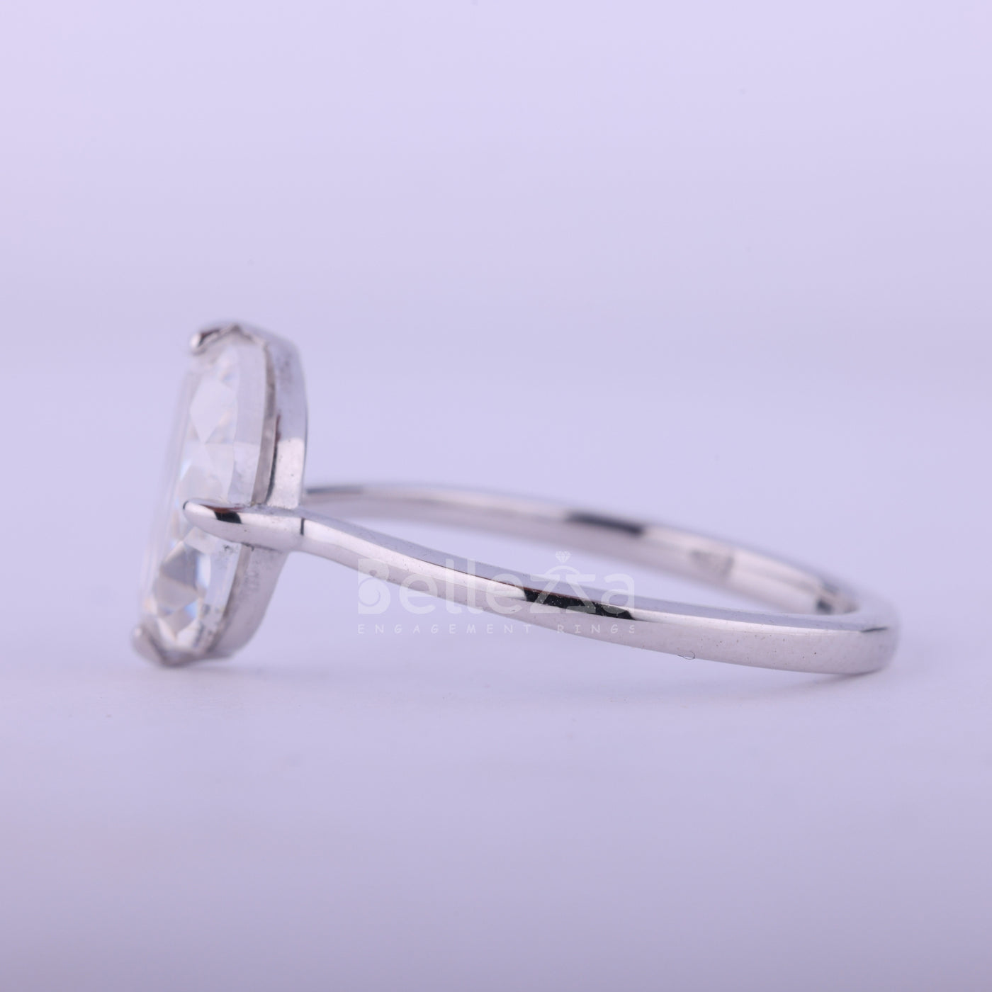 Half Moon Cut Diamond Solitaire Moissanite Engagement Ring