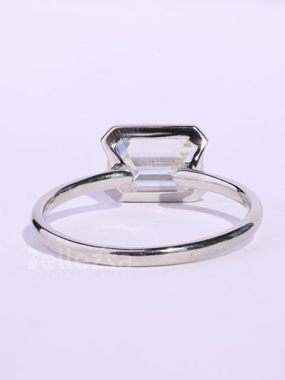 1.50CT East-West Emerald Cut Solitaire Moissanite Engagement Ring