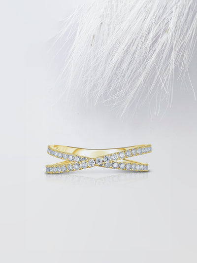 Round Cut Criss Cross Diamond Wedding Band For Women