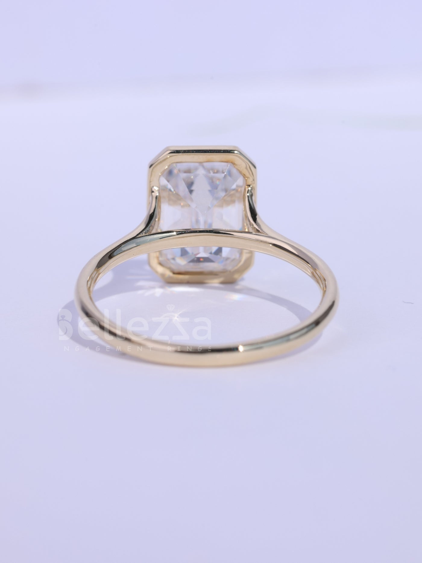 1.50CT Emerald Cut Bezel Setting Moissanite Engagement Ring