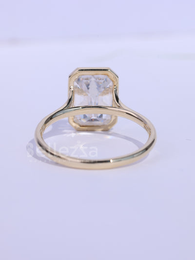 1.50CT Emerald Cut Bezel Setting Moissanite Engagement Ring
