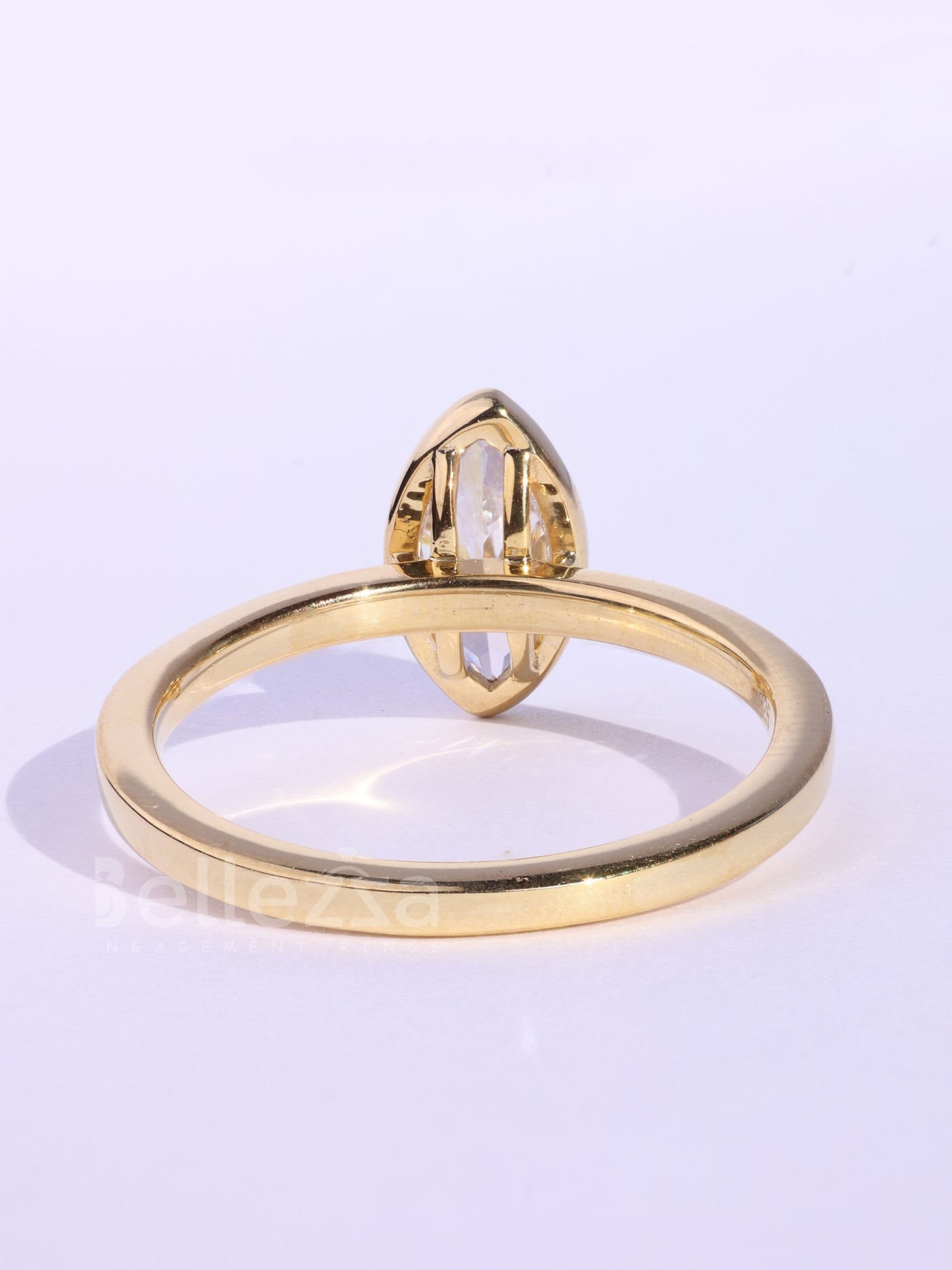 1.0CT Marquise Cut Bezel Setting Moissanite Engagement Ring