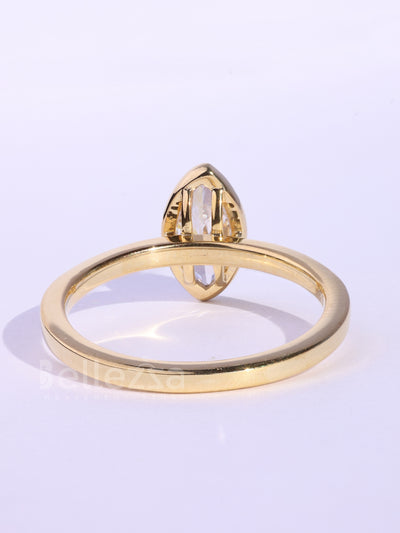 1.0CT Marquise Cut Bezel Setting Moissanite Engagement Ring