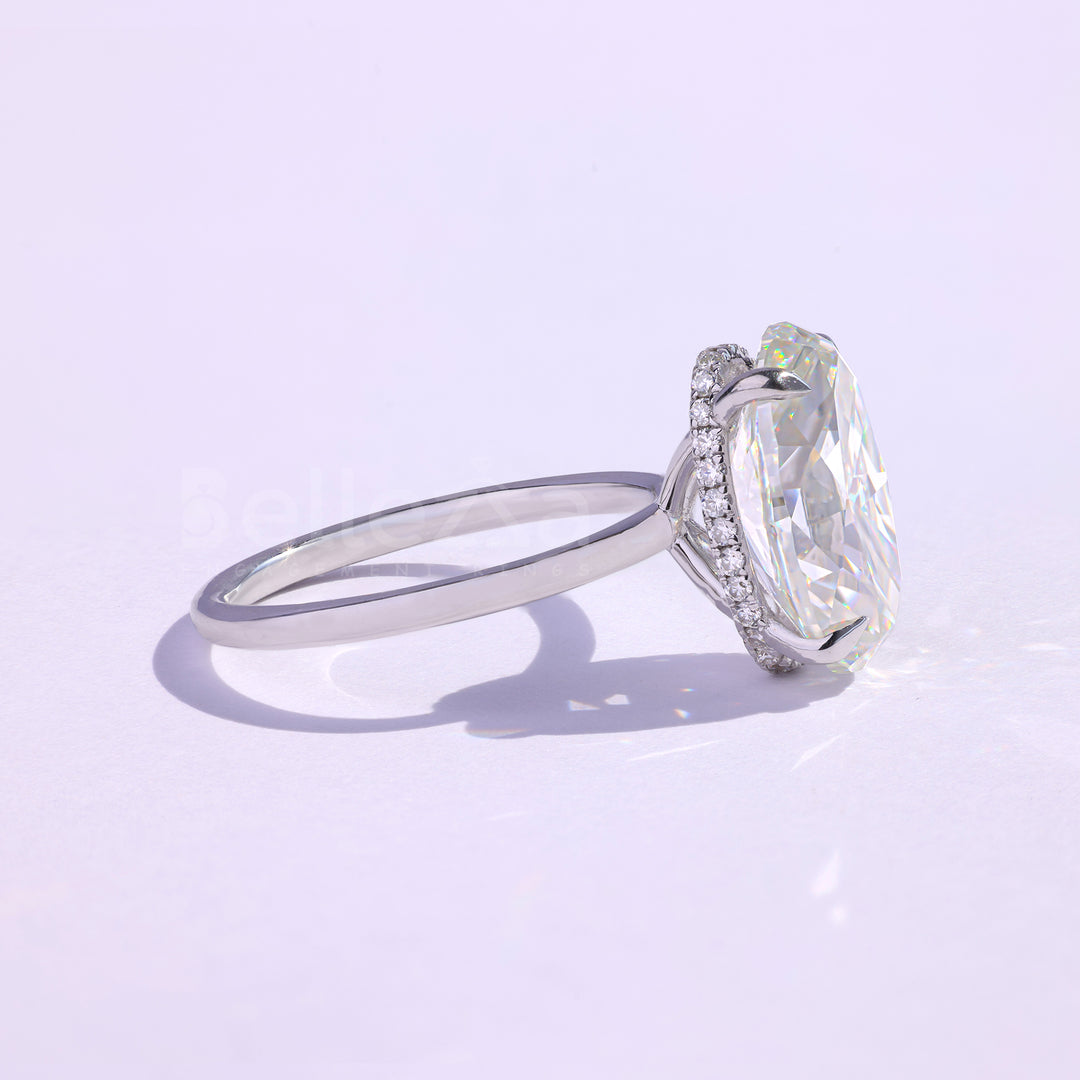 3.0CT Oval Cut Moissanite Hidden Halo Engagement Ring - Ready to ship