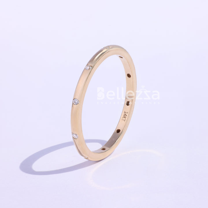 Round Diamond Flush Setting Moissanite Wedding Band - Ready To Ship