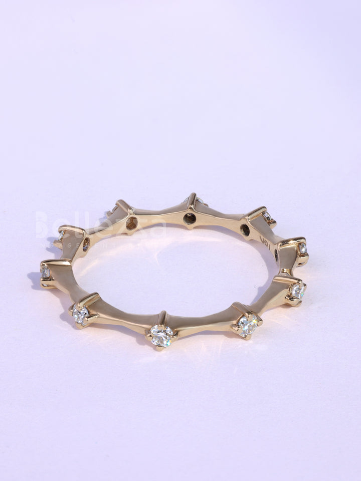 Round Cut Petite Pave Setting Eternity Wedding Band