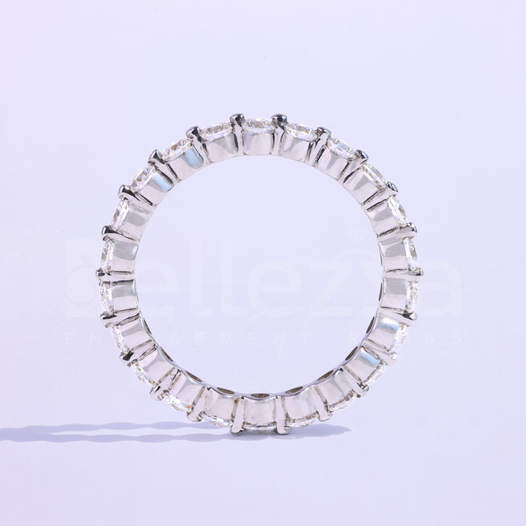 Round Brilliant Bubble Prong Moissanite Wedding Band - Ready to Ship