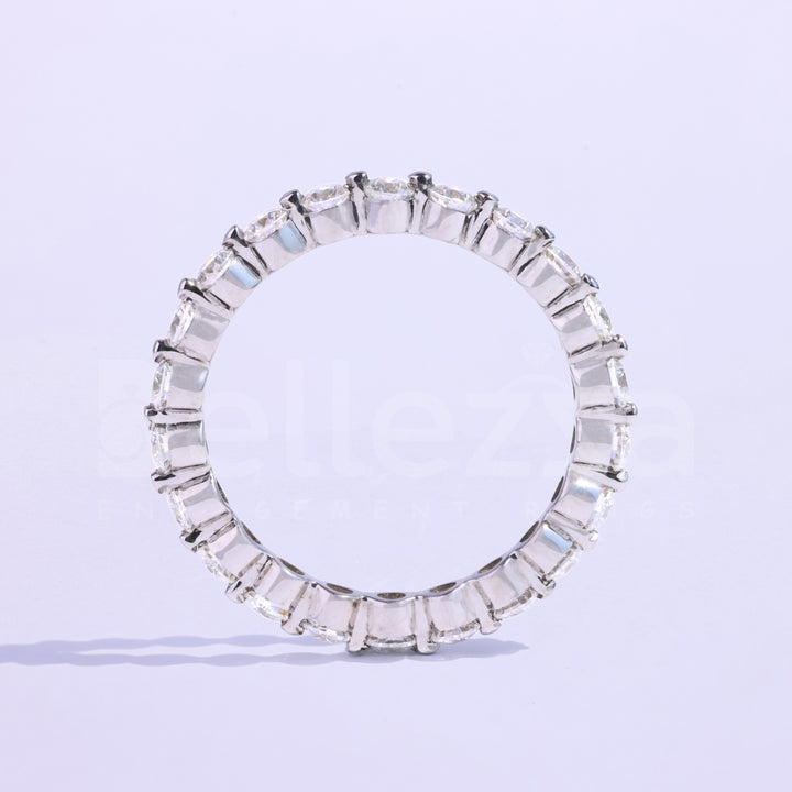 Round Brilliant Bubble Prong Moissanite Wedding Band - Ready to Ship