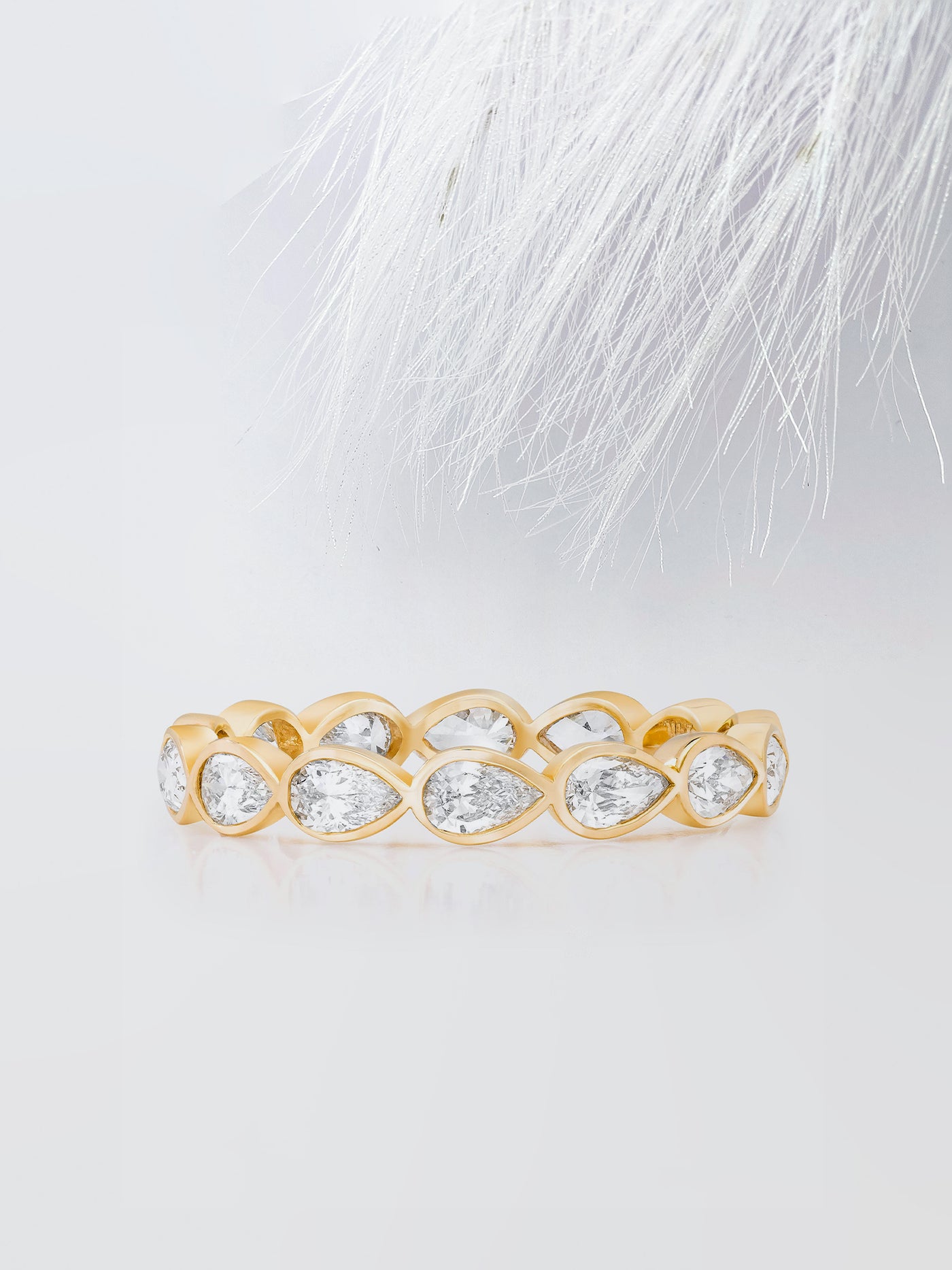 Pear Cut Bezel Diamond Wedding Band For Women