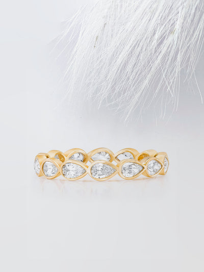 Pear Cut Bezel Diamond Wedding Band For Women