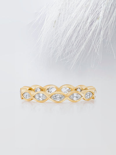 Marquise Cut Bezel Diamond Wedding Band For Women