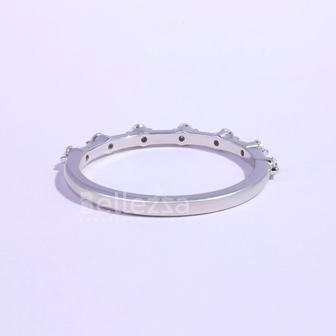 Round Cut Petite Pave Setting Moissanite Wedding Band - Ready To Ship