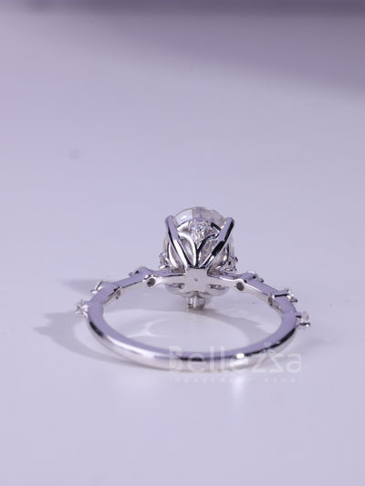 1.50CT Oval Cut Petite Pave Setting Moissanite Engagement Ring