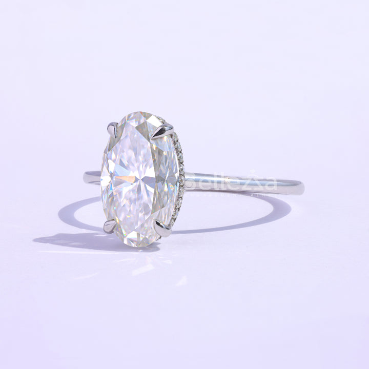 3.25CT Oval Cut Hidden Halo Engagemetn Ring - Ready To Ship