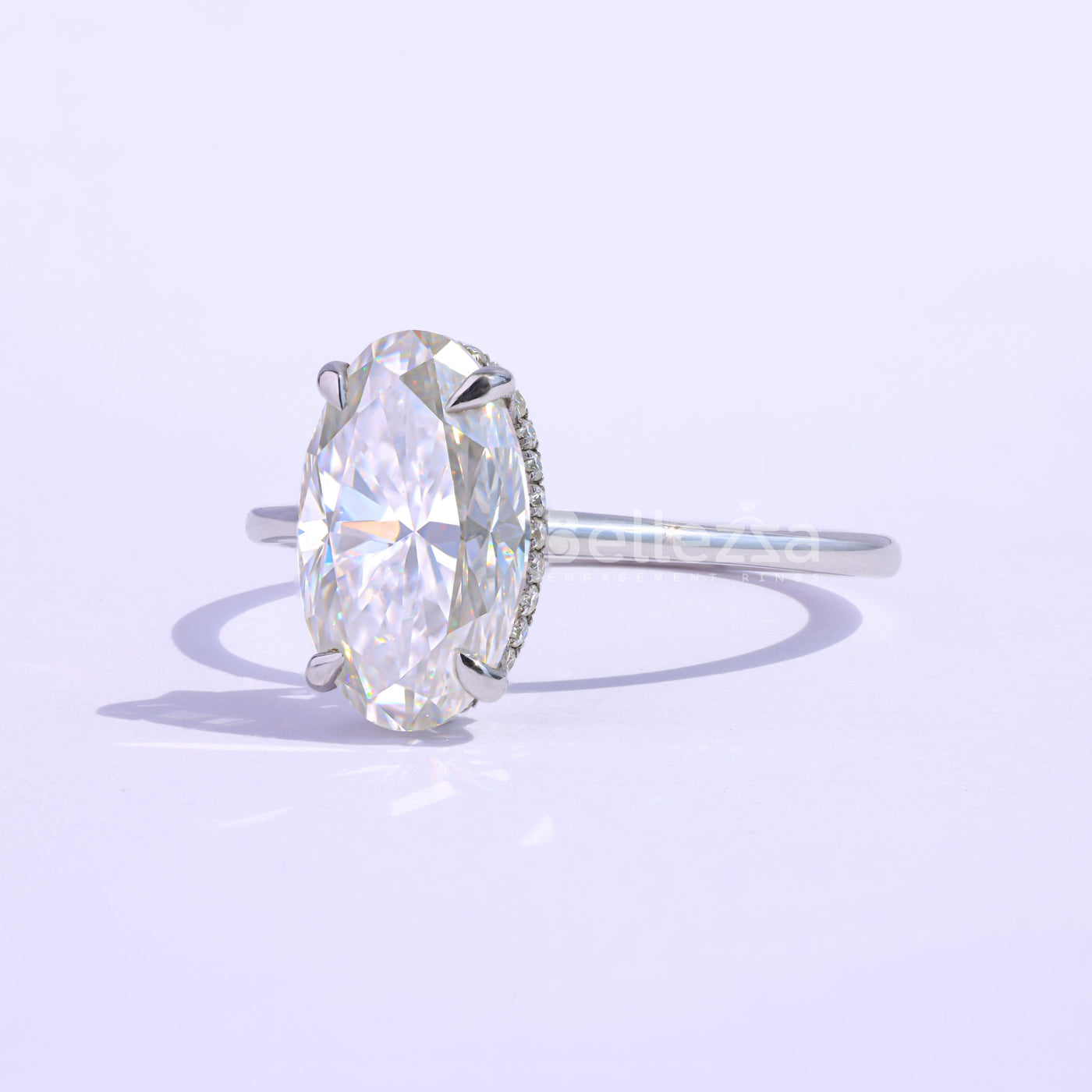 3.25CT Oval Cut Hidden Halo Engagemetn Ring - Ready To Ship
