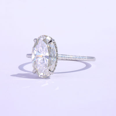 3.25CT Oval Cut Hidden Halo Engagemetn Ring - Ready To Ship