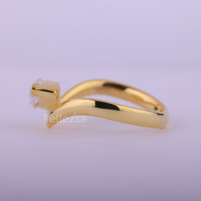 1.0CT East-West Marquise Cut Curved Moissanite Engagement Ring