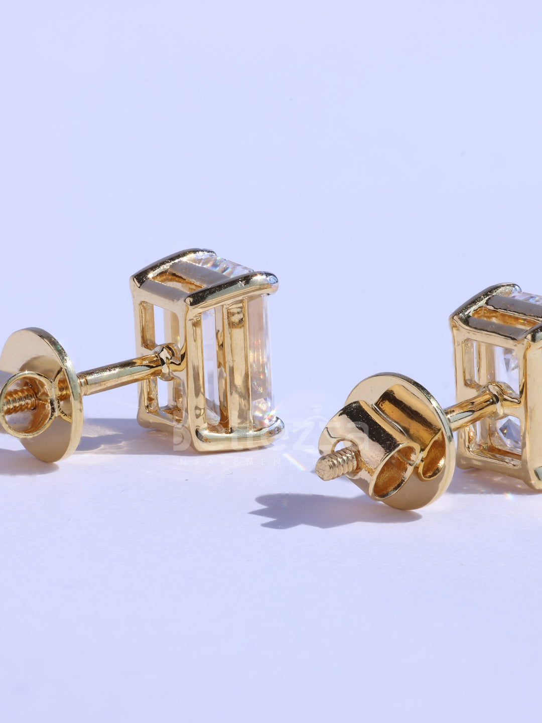 1.0CT Emerald Cut Solitaire Moissanite Stud Earrings For Her