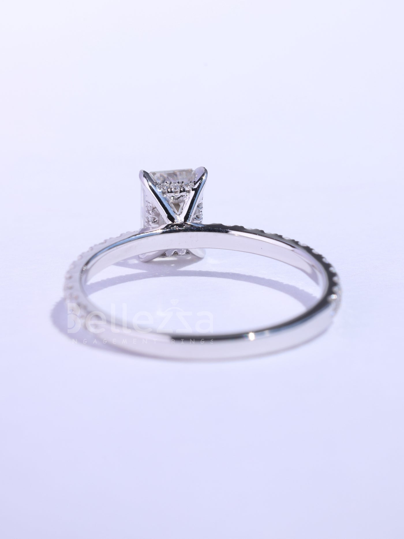 1.0CT Emerald Cut Pave Setting Moissanite Engagement Ring